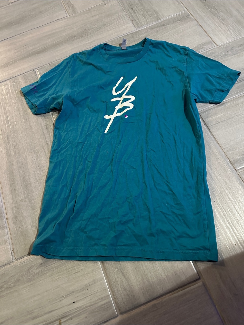 Teal Graphic T-Shirt with White Script Logo